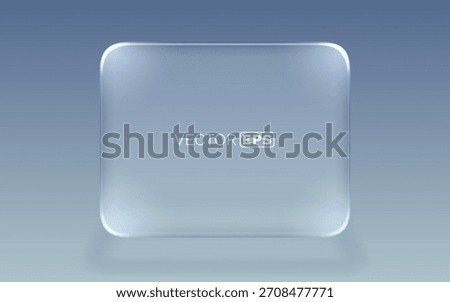 Transparent glass panel with rounded corners, a modern blank display frame on a soft gradient background. Vector illustration