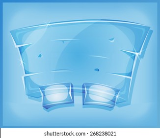 Transparent Glass Panel For Ui Game/
Illustration of a cartoon design transparent funny glass or crystal dashboard with buttons, for ui software or commercial agreement on tablet pc