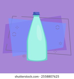 Transparent glass or plastic bottle. Flask for water with screw cap. Vector illustration can be used for topics like bottled water, waste sorting, ecology, trash