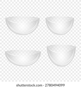 Transparent glass plate with elegant clean shape and realistic details. Perfect for kitchen themes, table settings, restaurant design, packaging and dining concepts.