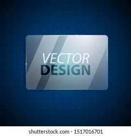Transparent glass plate frame border background. Vector illustration