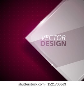 Fundo transparente da borda da moldura da placa de vidro. Ilustração vetorial