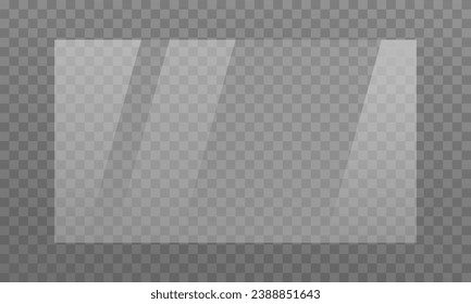 Placa de vidrio transparente. Ilustración vectorial de reflexión de pantalla aislada en la capa de cuadrícula de transparencia. No png 