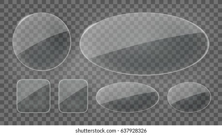 Transparent Glass Plates Banners Set. EPS10 Vector
