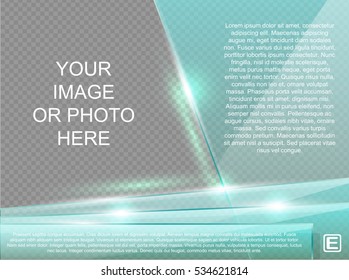 Transparent glass plates with spotlight, shadow and hotspot flare web page. Banner template or presentation frame. Modern background