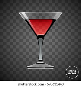 transparent glass with red cocktail vector illustration 