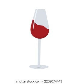 Vidrio transparente con ilustración vectorial de vino tinto.	