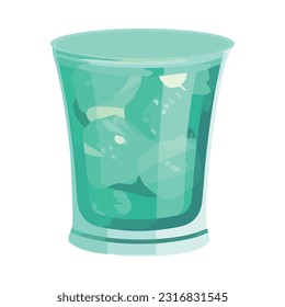 Transparentes Glas mit erfrischend blauem Flüssigkeitssymbol einzeln