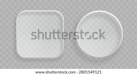Transparent Glass Rounded Square And Circle UI Button Elements