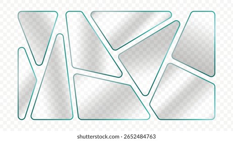Transparent Glass Shards Vector PNG with Rounded Edges and Geometric Shapes