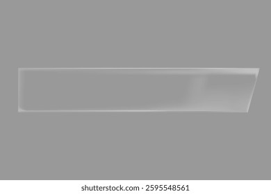 Transparent glass shelf against a gray background. Minimalist glass shelf design. Sleek glass shelf for modern interiors. Glass shelf for decor display. Minimal vector design.