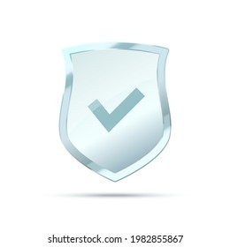 Escudo de vidrio transparente aislado sobre fondo gris. Proteger la ilustración vectorial. Ilustración del vector