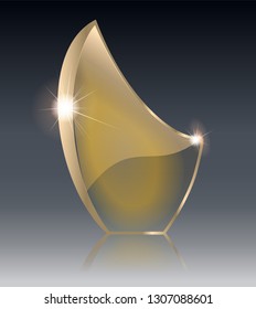 Transparent glass shield, vector illustration . Realistic 3D design. Vector transparent object 10 eps.
