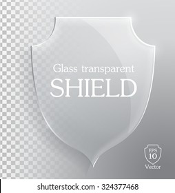 Transparent glass shield. Vector illustration. 