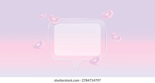 Transparent Glass speech bubbles. Glassmorphism vector.