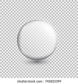 Transparent Glass Sphere With Glares And Highlights. Vector Illustration With Transparencies, Gradient And Effects. Realistic Glossy Orb, Water Soap Bubble, White Pearl.