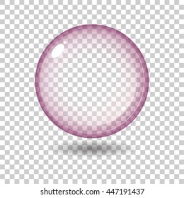 Transparent glass sphere with glares and shadow. Vector illustration