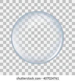 Esfera de vidrio transparente con glares. Ilustración vectorial.