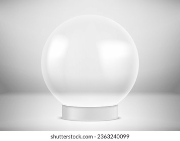 Esfera de vidrio transparente sobre una mesa. 3.ª ilustración vectorial
