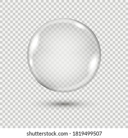 Transparent glass sphere with shadow on a plaid background.Vector illustration. Eps 10