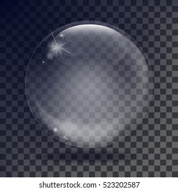 Transparent glass sphere. Vector illustration. Empty globe. 3d Sphere. Ball. 