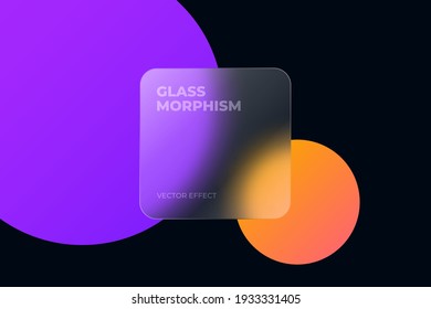 Transparent Glass Square Card Design. Glass Morphism Vector Effect. Glass-morphism Trend Style. Сolored Shape On The Background