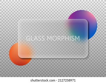 Transparent glass square card design. Realistic glass morphism. Vector illustration. Eps 10.