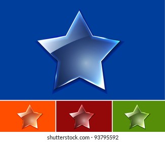 transparent glass star, vector illustration.