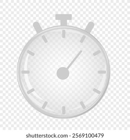 Transparent glass stopwatch designed with simple details. Time, deadline, morning, time to work. Save your time concept, timer. Flat design.