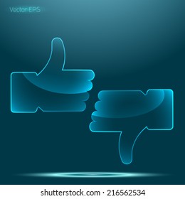 Transparent Glass Thumbs Up And Down Symbol