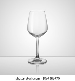 Transparent glass, using shadows and glare. A glass for wine or champagne in the style of realism.