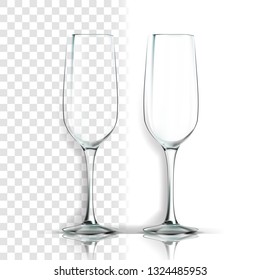 Transparent Glass Vector. Brandy Blank. Empty Clear Glass Cup. For Water, Drink, Wine, Alcohol, Juice, Cocktail. Realistic Shining Glassware Transparency Illustration
