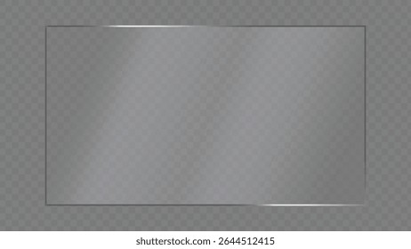 Placa de Vector de vidrio transparente con borde plateado para diseños profesionales. presentaciones elegantes y pulidas. Perfecto para mostrar claridad.