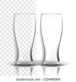 Transparent Glass Vector. Purity Symbol. Empty Clear Glass Cup. For Water, Drink, Wine, Alcohol, Juice, Cocktail. Realistic Shining Glassware Transparency Illustration
