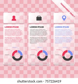 Transparent glass vertical banner template for infographic with copy space