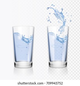 Transparent Glass Of Water Vector Realistic
