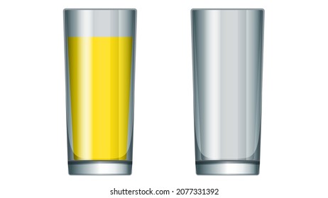 Transparent glasses with juice and empty