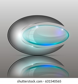 Transparent glide turquoise crystal for logo. Vector illustration. 