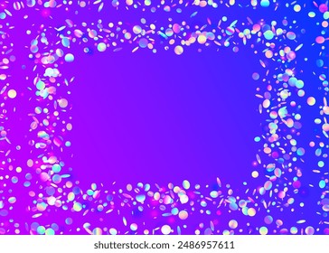 Transparent Glitter. Digital Banner. Disco Isolated Cristals. Falling Poster. Happy Concept. Iridescent Effect. Pink Light Background. Party Sparkle. Blue Transparent Glitter