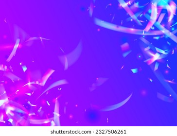 Transparent Glitter. Disco Design. Shiny Vaporwave Template. Crystal Art. Light Glare. Carnival Sparkles. Pink Blur Tinsel. Unicorn Foil. Blue Transparent Glitter