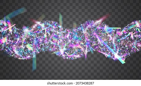 Glitter transparente. Caer En Efecto. Espárquelas de disco morado. Diseño difuso. Confetti arcoiris. Arte Webpunk. Serpentina Colorida De La Fiesta. Brillo transparente azul