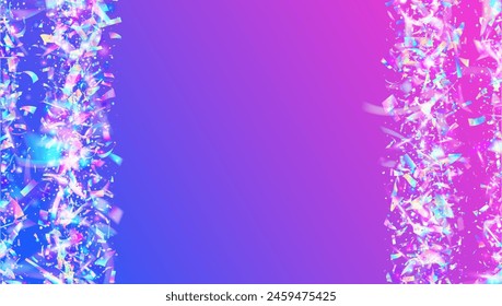 Transparent Glitter. Happy Colourful Cristals. Party Sparkle. Festive Confetti. Purple Light Burst. 3d Pattern. Digital Banner. Modern Ribbon. Pink Transparent Glitter