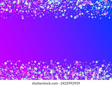 Transparent Glitter. Rainbow Confetti. Pink 3d Background. Hologram Tinsel. Digital Poster. Light Surprise Template. Cristal Dust. Laser Texture. Blue Transparent Glitter