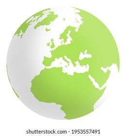 Mundo transparente con continentes verdes