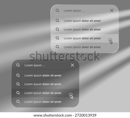 Transparent glossy alerts, vector UI assets for social media, mobile interface, branding mockups, and editable design