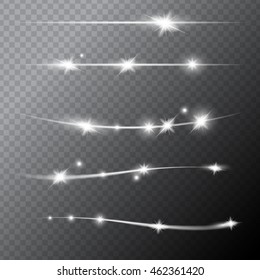 Transparent Glossy Borders with Lights on Gray Background. Vector Illustration. EPS10