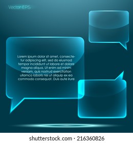 Transparent glossy glass speech bubble set