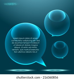 Transparent glossy glass speech bubble set