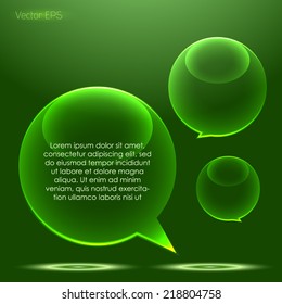 Transparent glossy glass speech bubble set