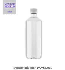 Transparent glossy plastic bottle with optional matte and glossy labels. Photorealistic packaging mockup template. Contains an accurate mesh to wrap your artwork with the correct envelope distortion. svg